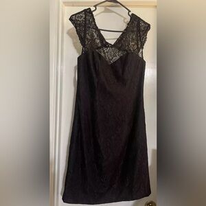 Alfred Angelo Black cocktail homecoming lace dress with cutout Size 12 NWT